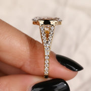 2 Carat Oval Lab Grown Diamond Engagement Ring, Half Bezel Set
